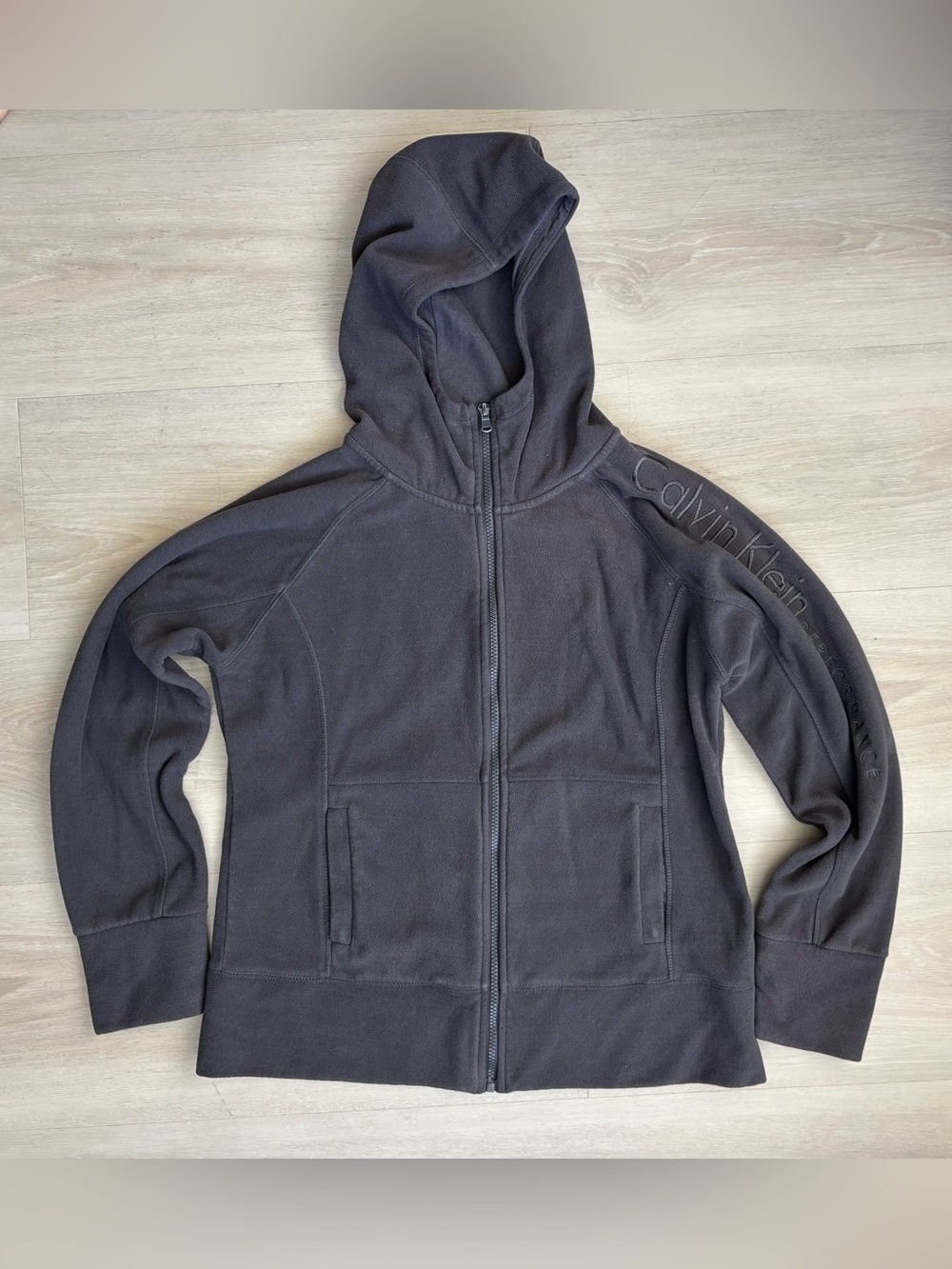 Calvin Klein Performance Full Zip Hoodie Womens Medium Gray Fleece Athletic Logo